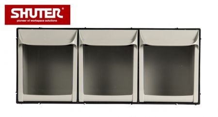 Contenedor basculante con 3 compartimentos de cajón de 4.3L cada uno - Color en blanco y negro. Otros colores también están disponibles bajo pedido.